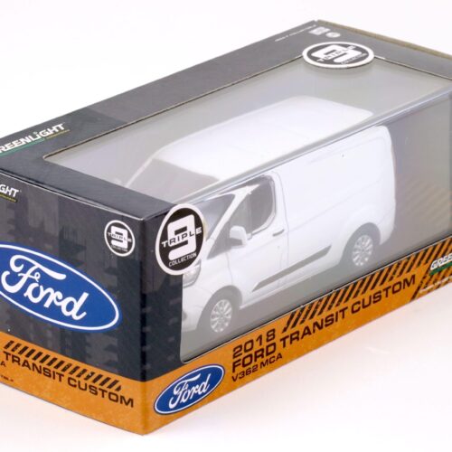 1:43 Greenlight 2018 Ford Transit Custom V362 MCA VAN Kasten frozen white