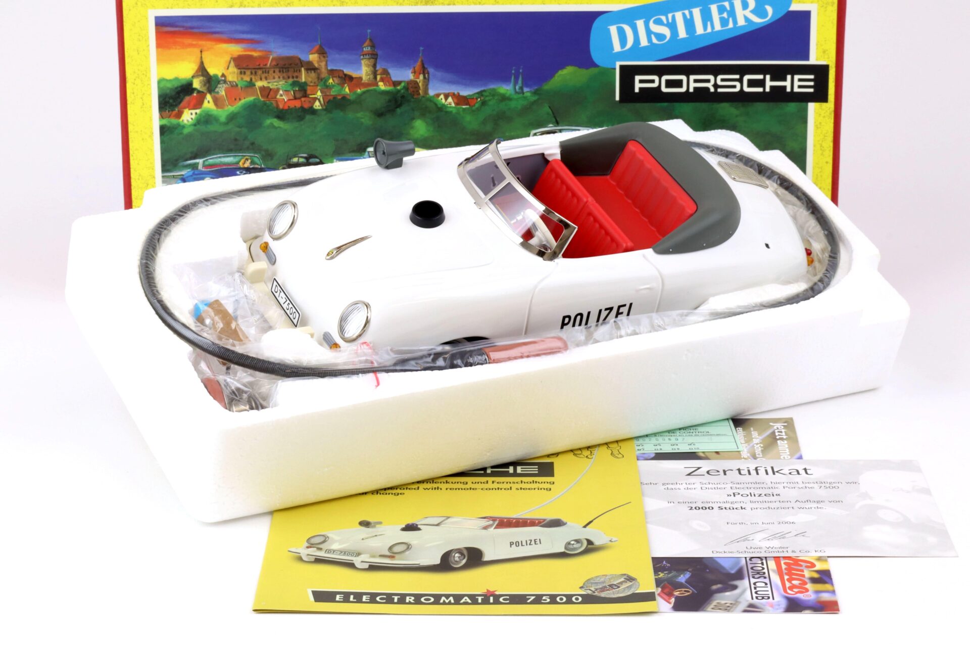 Schuco Distler Porsche 356 POLIZEI Electromatic 7500 REPLIKA white 00213