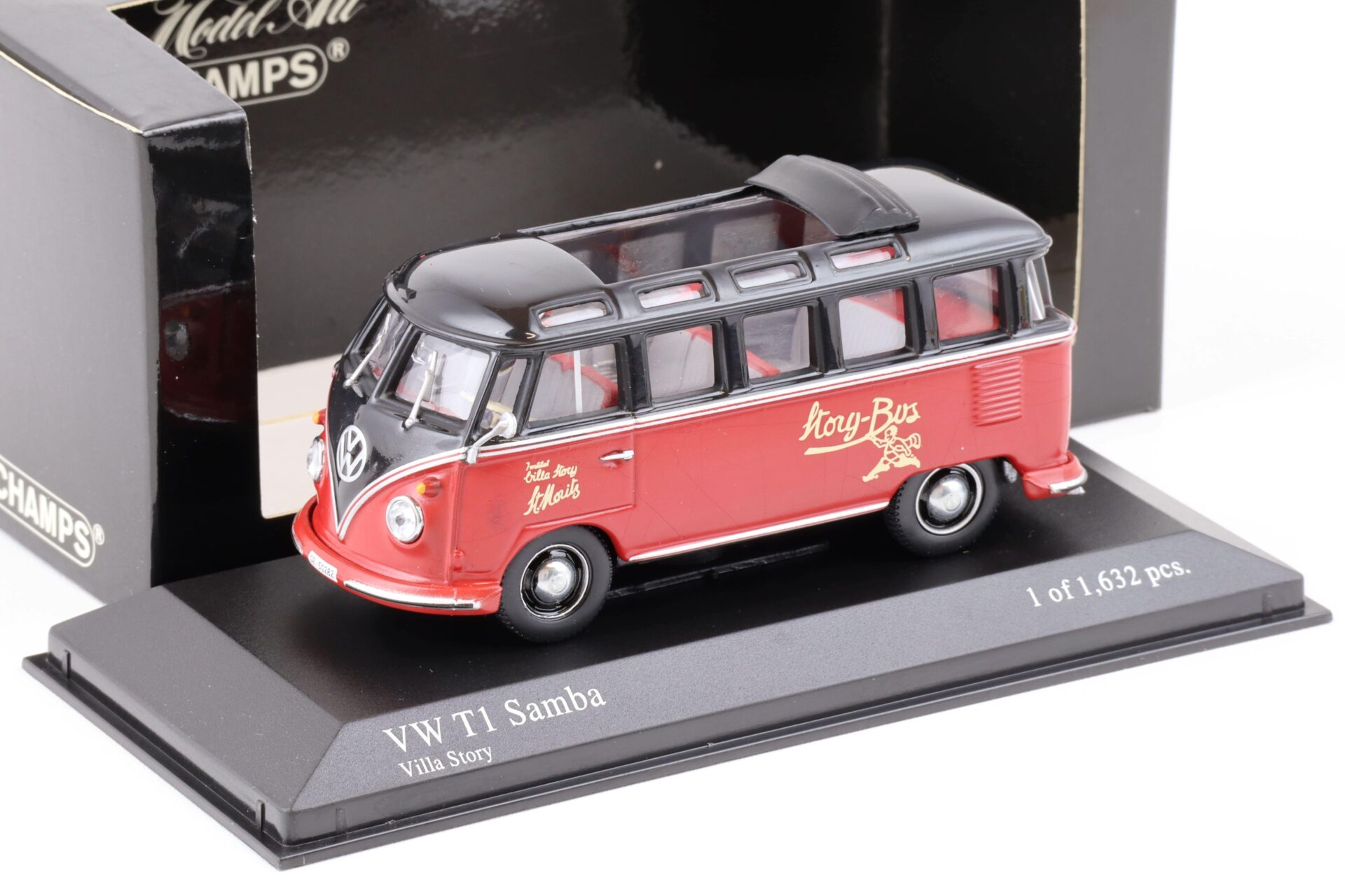 ID 73116 orig 1.jpg 1:43 Minichamps VW T1 Samba Bus 1963 Villa Story red/ black