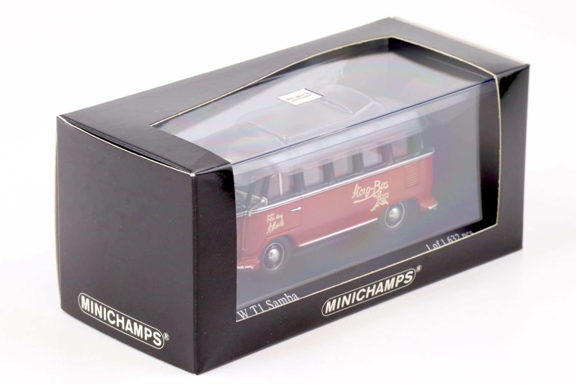 1:43 Minichamps VW T1 Samba Bus 1963 Villa Story red/ black