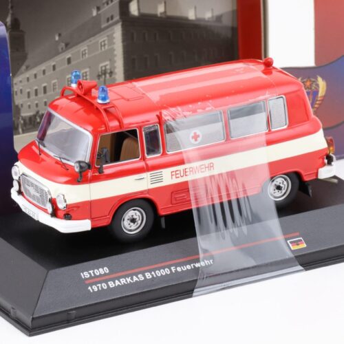 1:43 IST Models 1970 Barkas B1000 Bus FEUERWEHR red/ white