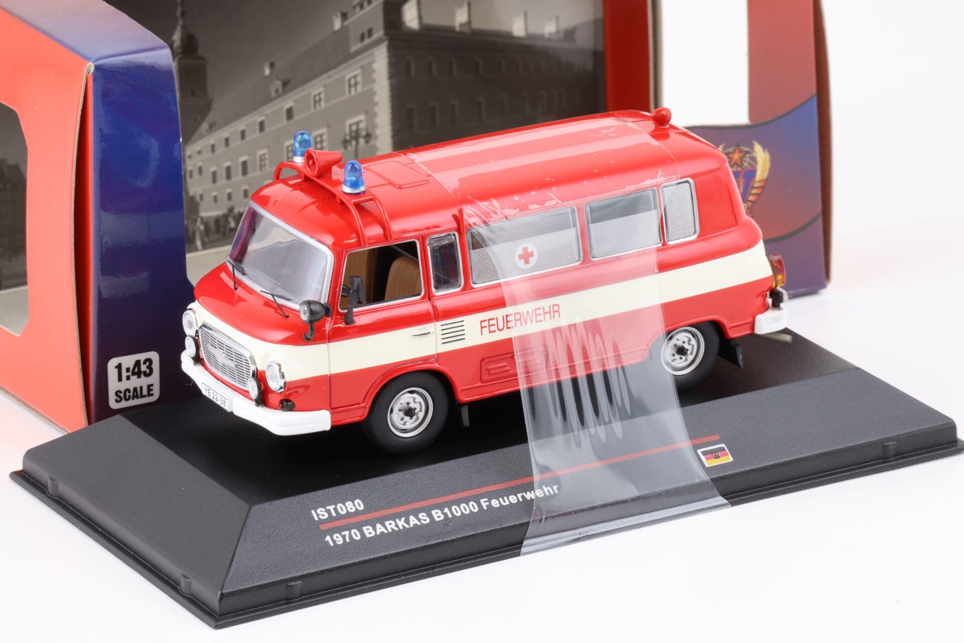 ID 73208 orig 1.jpg 1:43 IST Models 1970 Barkas B1000 Bus FEUERWEHR red/ white