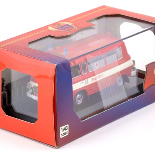 1:43 IST Models 1970 Barkas B1000 Bus FEUERWEHR red/ white