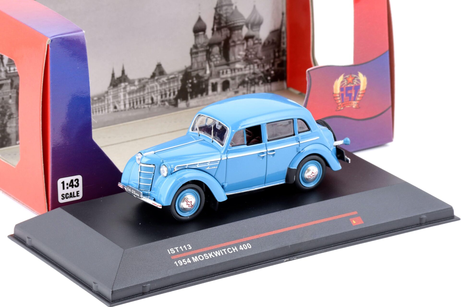 1:43 IST Models 1954 Moskwitch 400 light blue