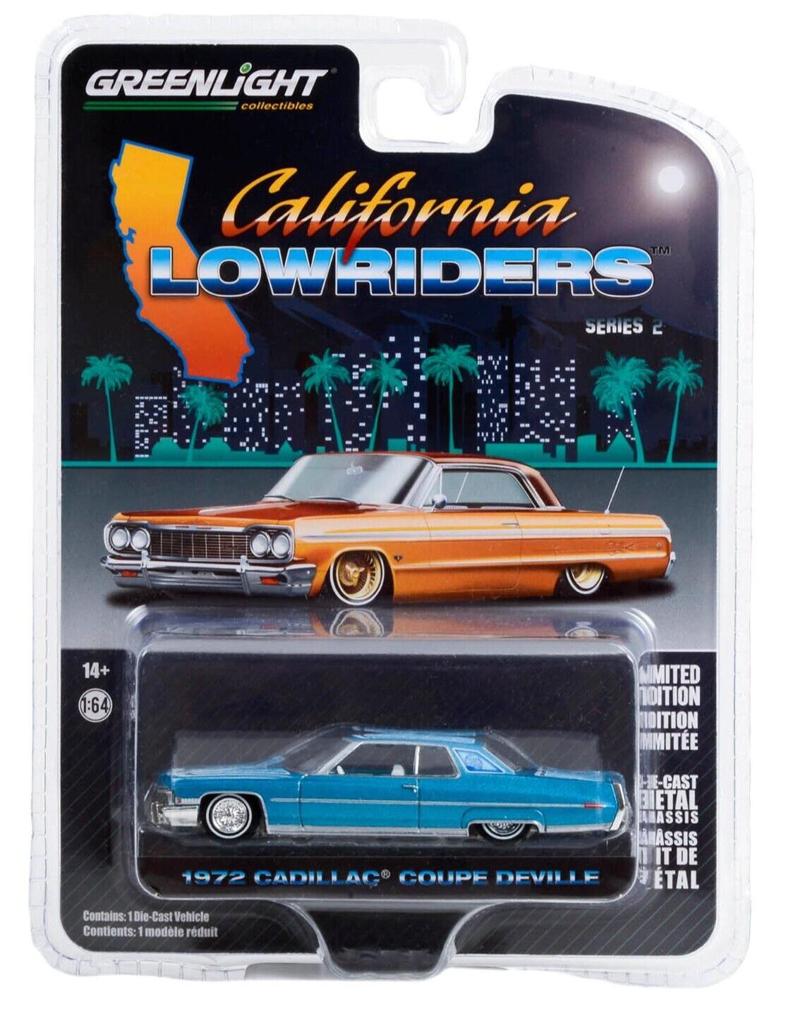 1:64 Greenlight California Lowriders Series 2 Cadillac Coupe Deville 1972 blue