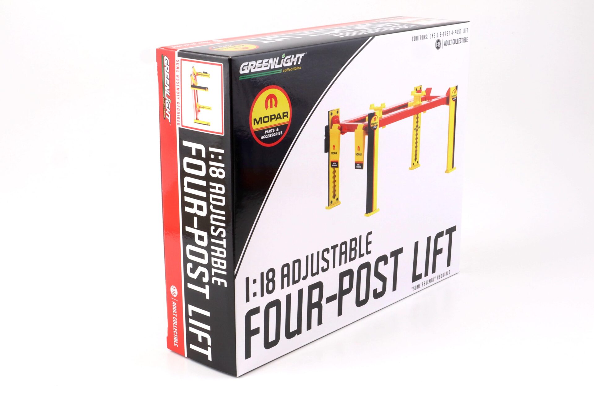 1:18 Greenlight MOPAR Adjustable FOUR-POST Lift Hebebühne Zubehör yellow/black