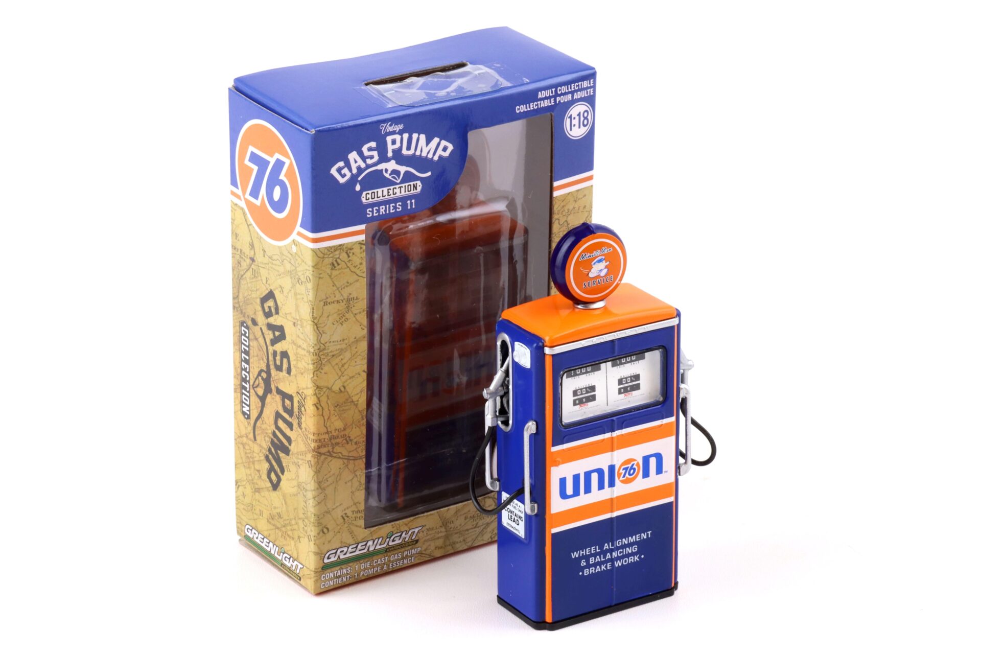 1:18 Greenlight 1954 Tokheim 350 Twin Gas Pump Zapfsäule UNION 76 blue/ orange