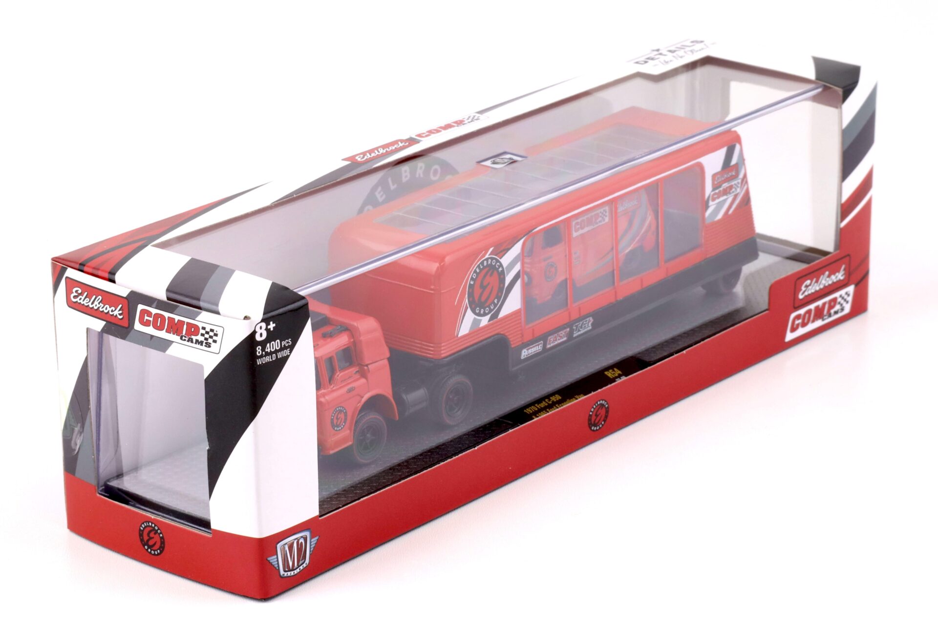 1:64 M2 Machines 1970 Ford C-950 car hauler & 1965 Ford Ecoline Van EDELBROCK