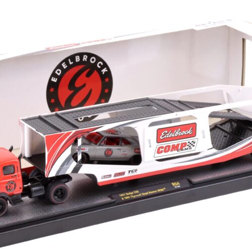 1:64 M2 Machines 1957 Dodge COE car hauler & 1969 Plymouth Road Runner EDELBROCK