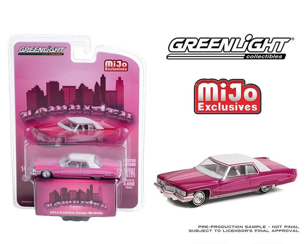 1:64 Greenlight MIJO Exclusives Lowrider 1973 Cadillac Coupe DeVille pink/ white