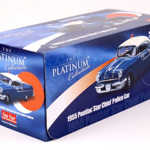 1:18 Sun Star 1955 Pontiac Star Chief Hard Top Police Car blue / beige