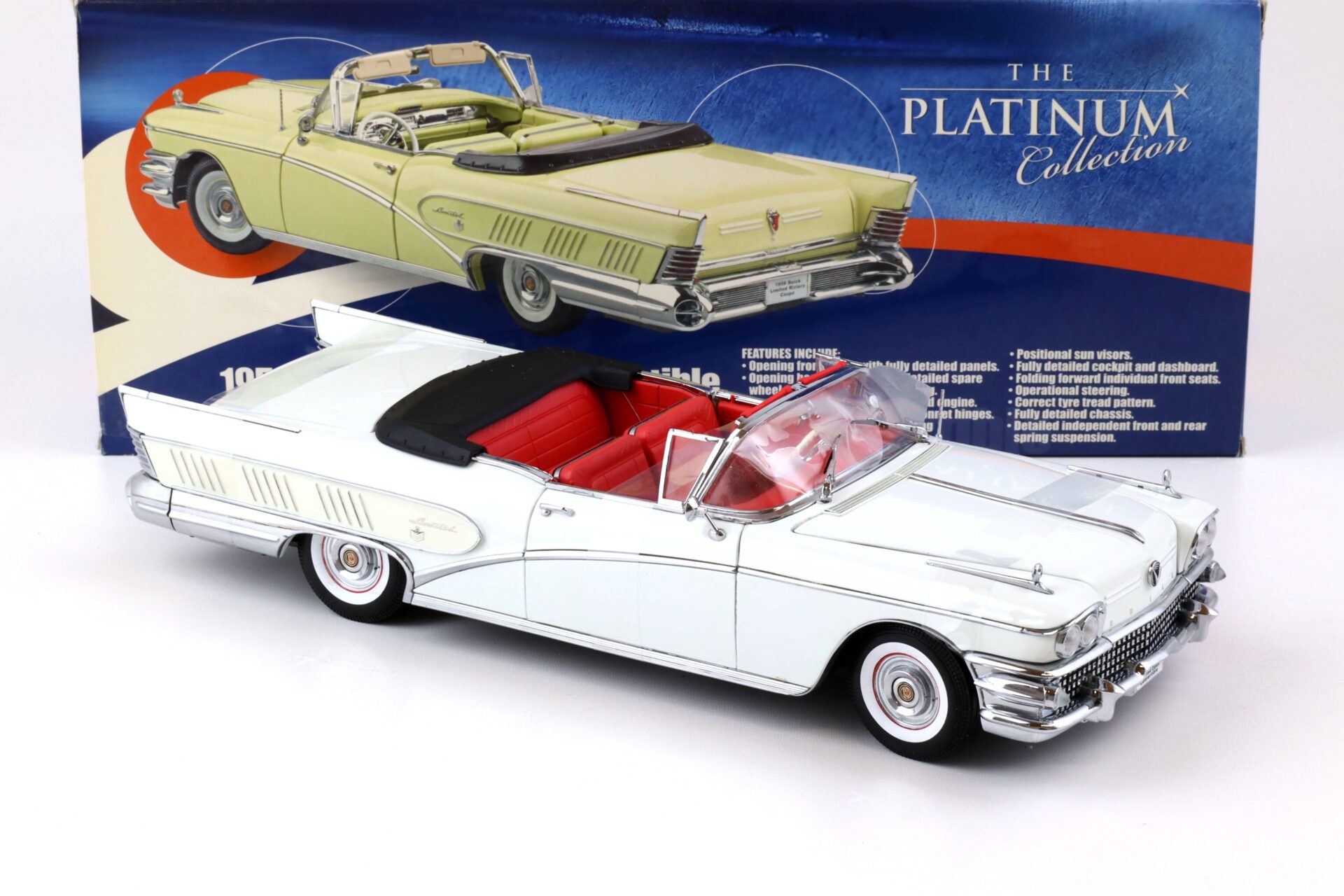 1:18 Sun Star 1958 Buick Limited Open Convertible glacier white