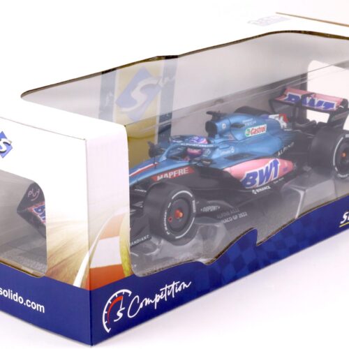1:18 Solido Alpine A522 Monaco GP 2022 F1 F. Alonso BWT blue - Image 4