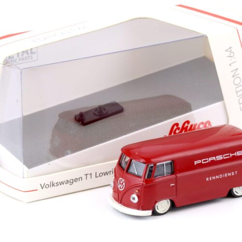 1:64 Schuco VW T1 Bus Lowrider Porsche Renndienst red