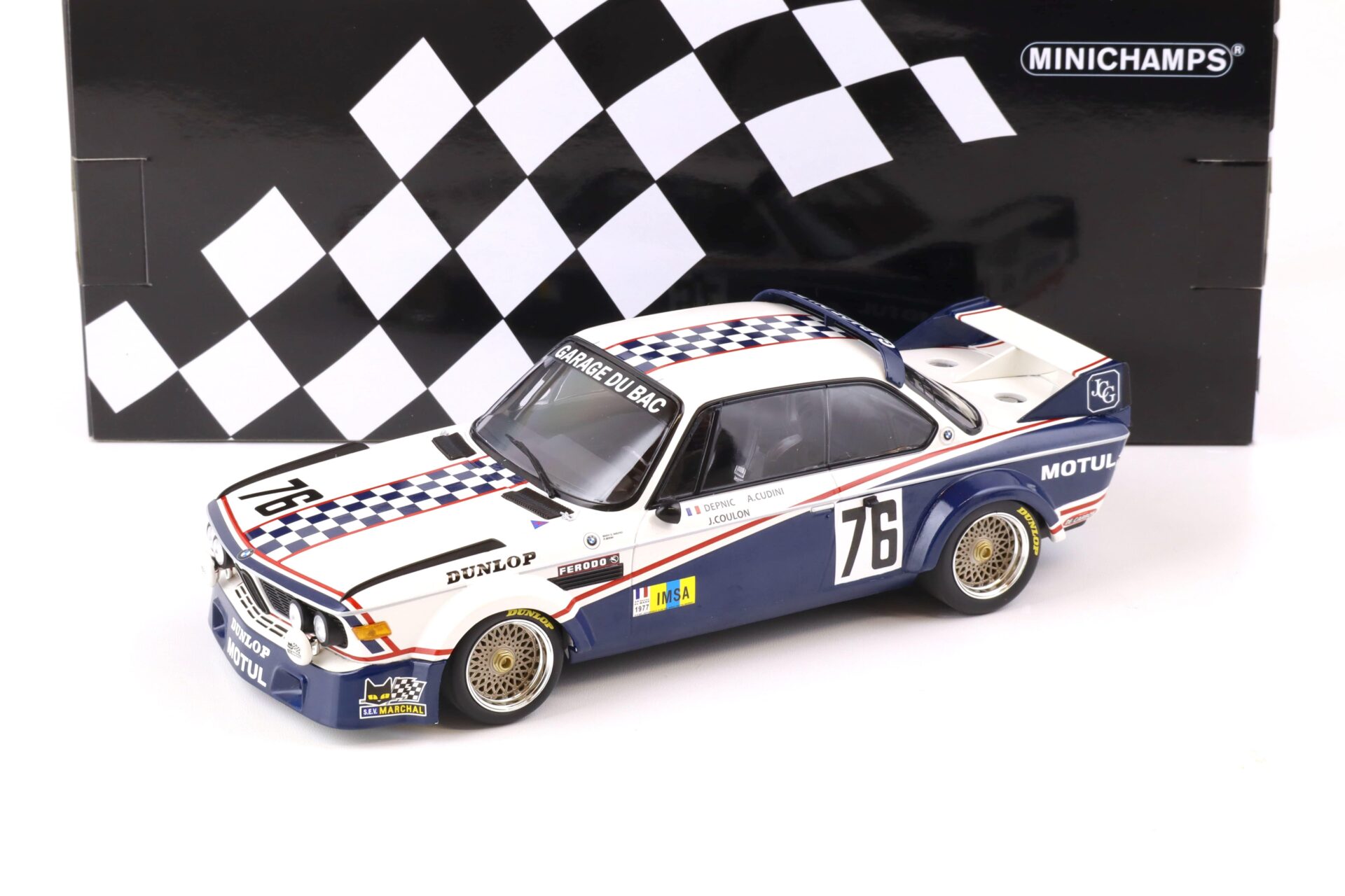 1:18 Minichamps BMW 3.0 CSL Garage du Bac 24h Le Mans 1977 #76 Depnic/ Cudini