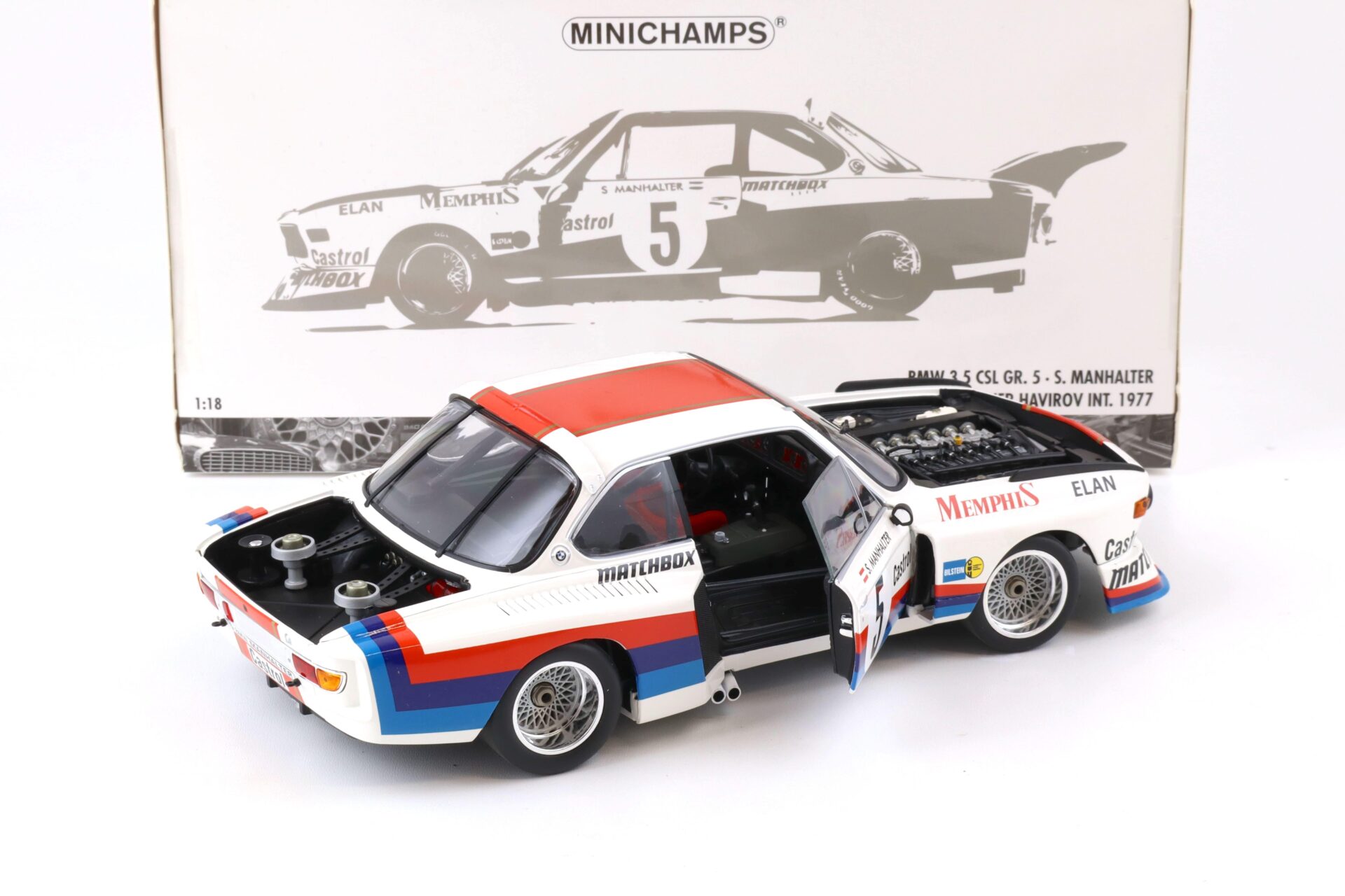 1:18 Minichamps BMW 3.5 CSL Gr.5 S.Manhalter #5 Winner Havirov Int. 1977