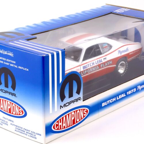 1:18 ERL 1973 Plymouth Duster BUTCH LEAL MOPAR California Flash red/ white