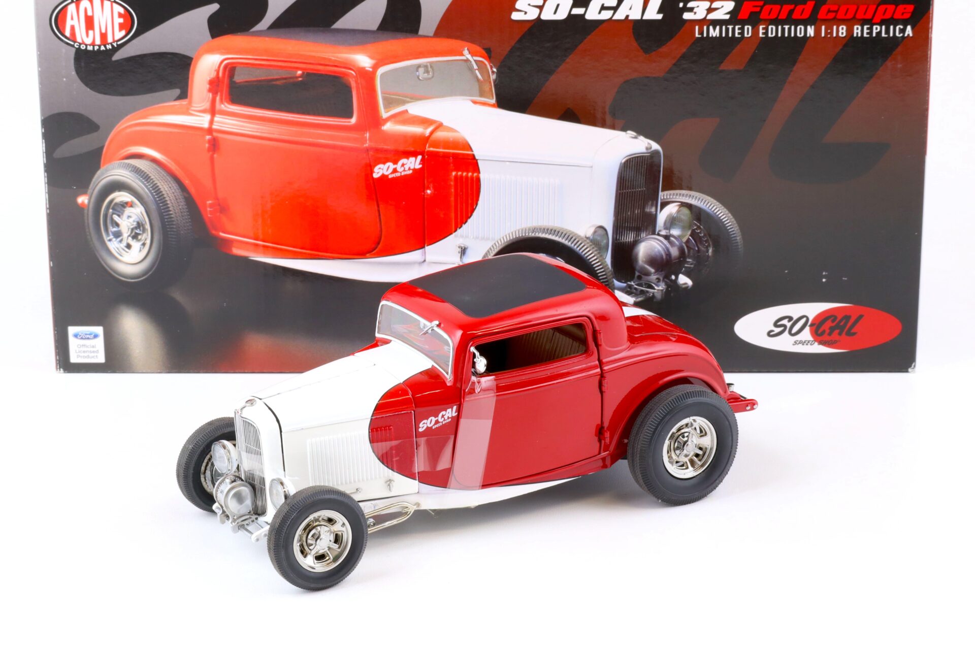 1:18 ACME 1932 Ford Coupe Hot Rod SO-CAL Speed Shop red/ white