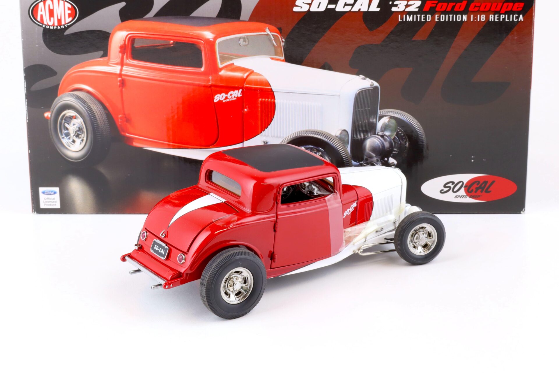 1:18 ACME 1932 Ford Coupe Hot Rod SO-CAL Speed Shop red/ white