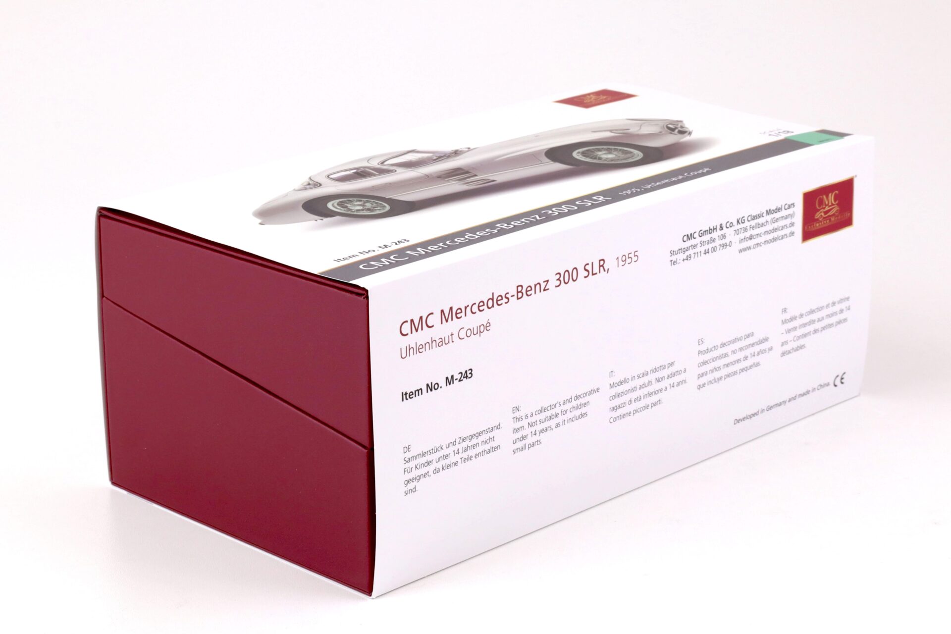 1:18 CMC Mercedes 300 SLR Uhlenhaut Coupe 1955 silver/ blue interior M-243