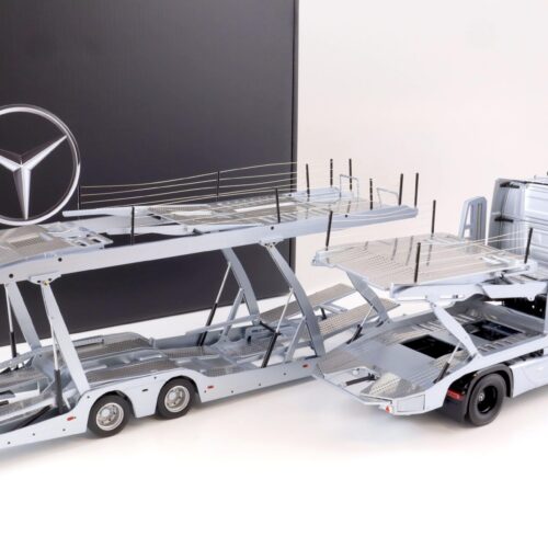 1:18 NZG Mercedes Actros Autotransporter LKW Edition 1 silver DEALER VERSION