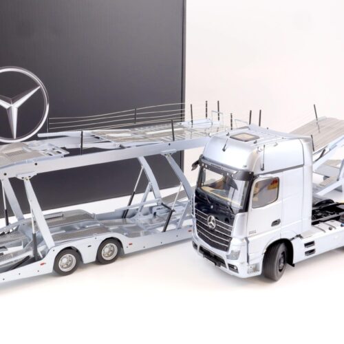 1:18 NZG Mercedes Actros Autotransporter LKW Edition 1 silver DEALER VERSION