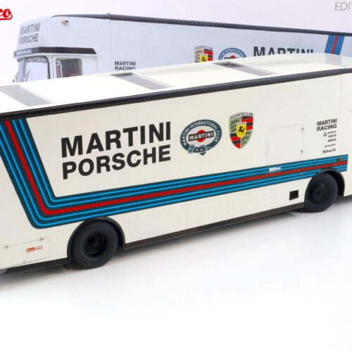 1:18 Schuco Mercedes O317 Renntransporter MARTINI PORSCHE white
