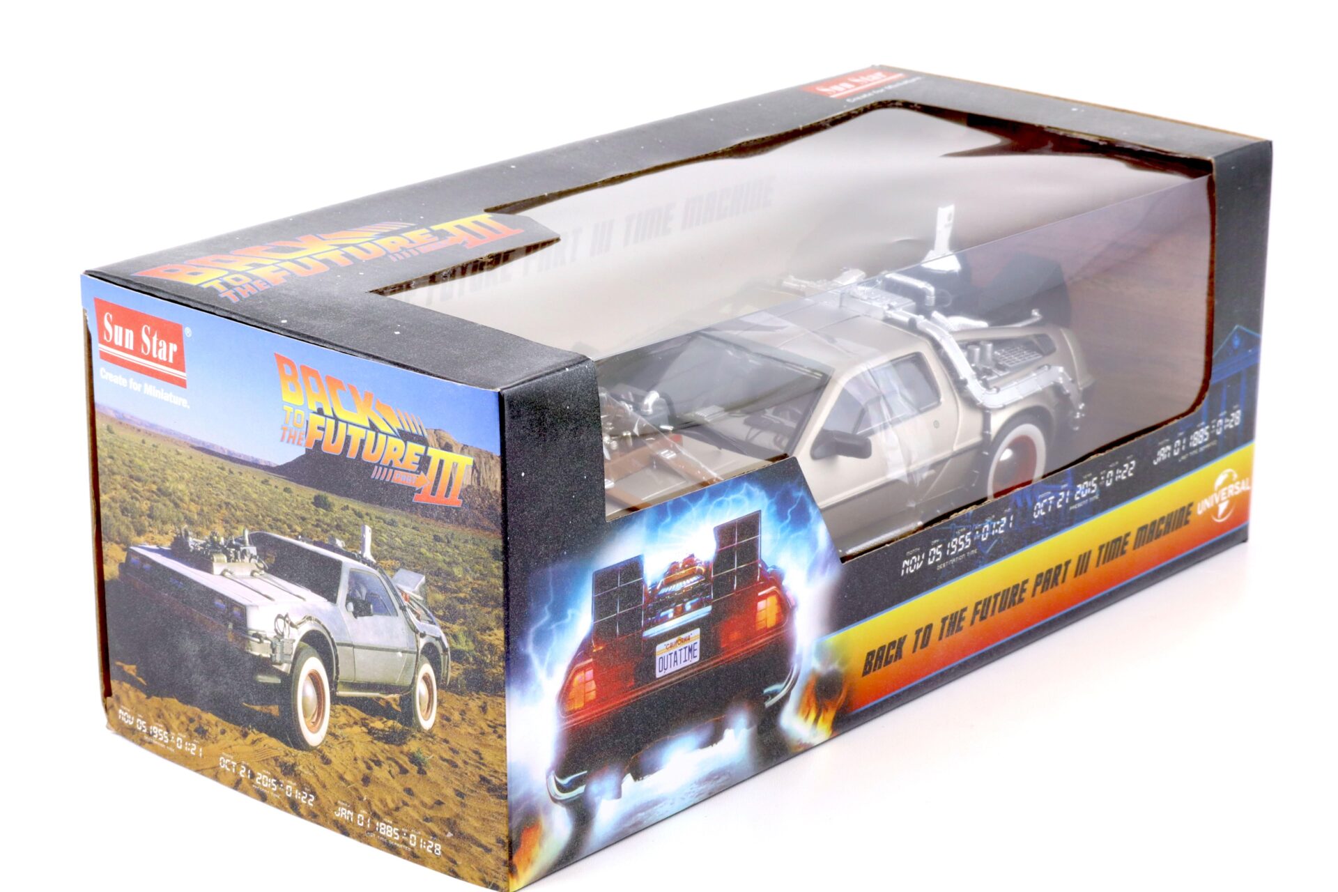 1:18 Sun Star 1987 Delorean DMC-12 Time Machine Back to the Future 3