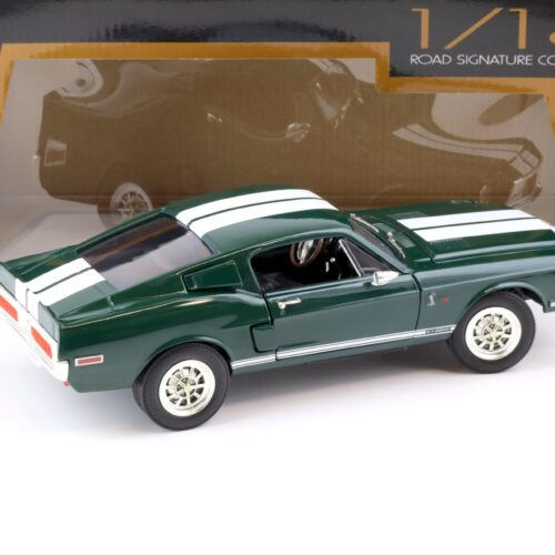 1:18 Road Signature 1968 Shelby GT-500KR Coupe dark green/ white stripes