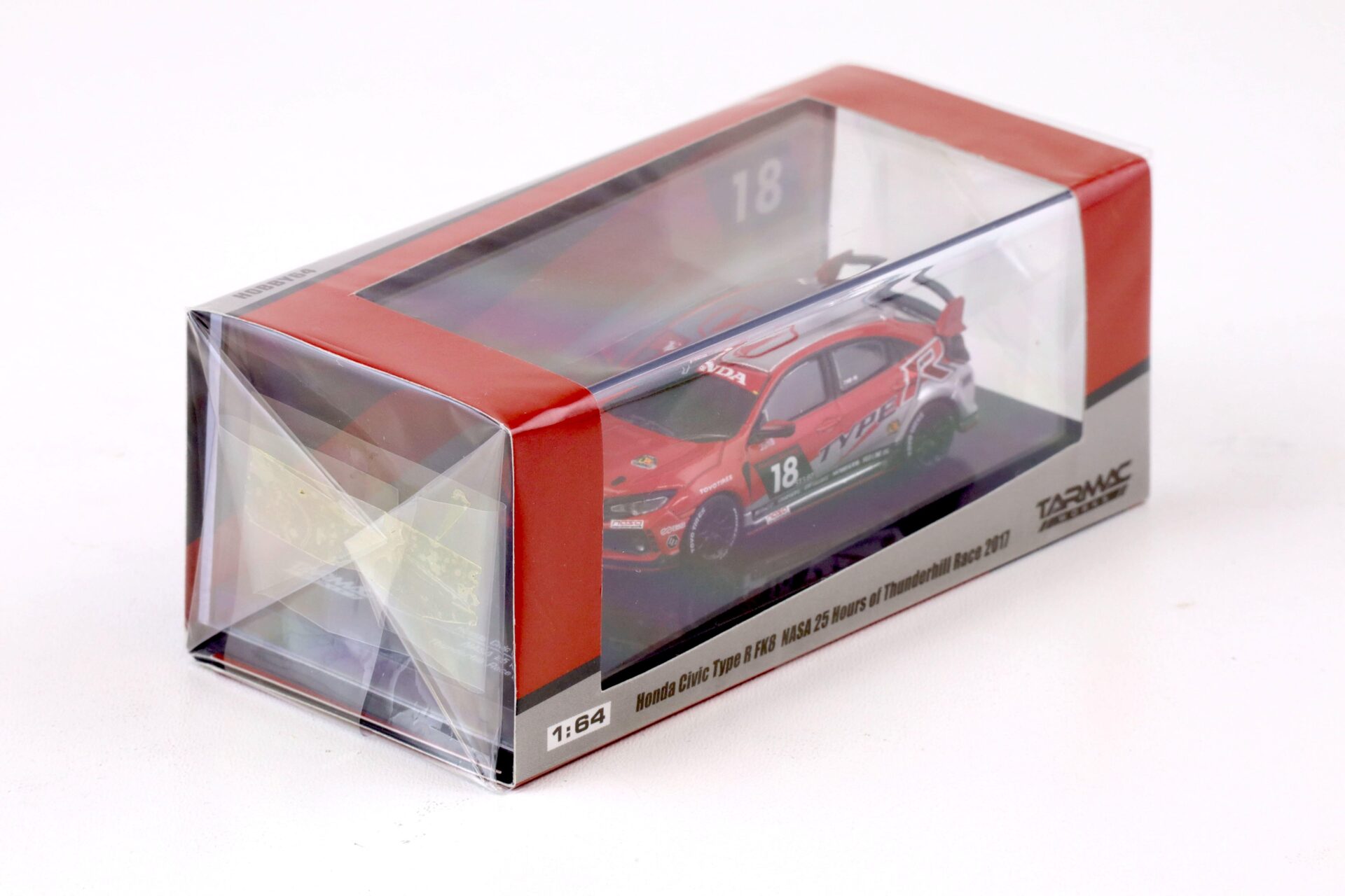 1:64 Tarmac Works Honda Civic Type R FK8 NASA 25 Hours of Thunderhill Race 2017 #18 red / silver