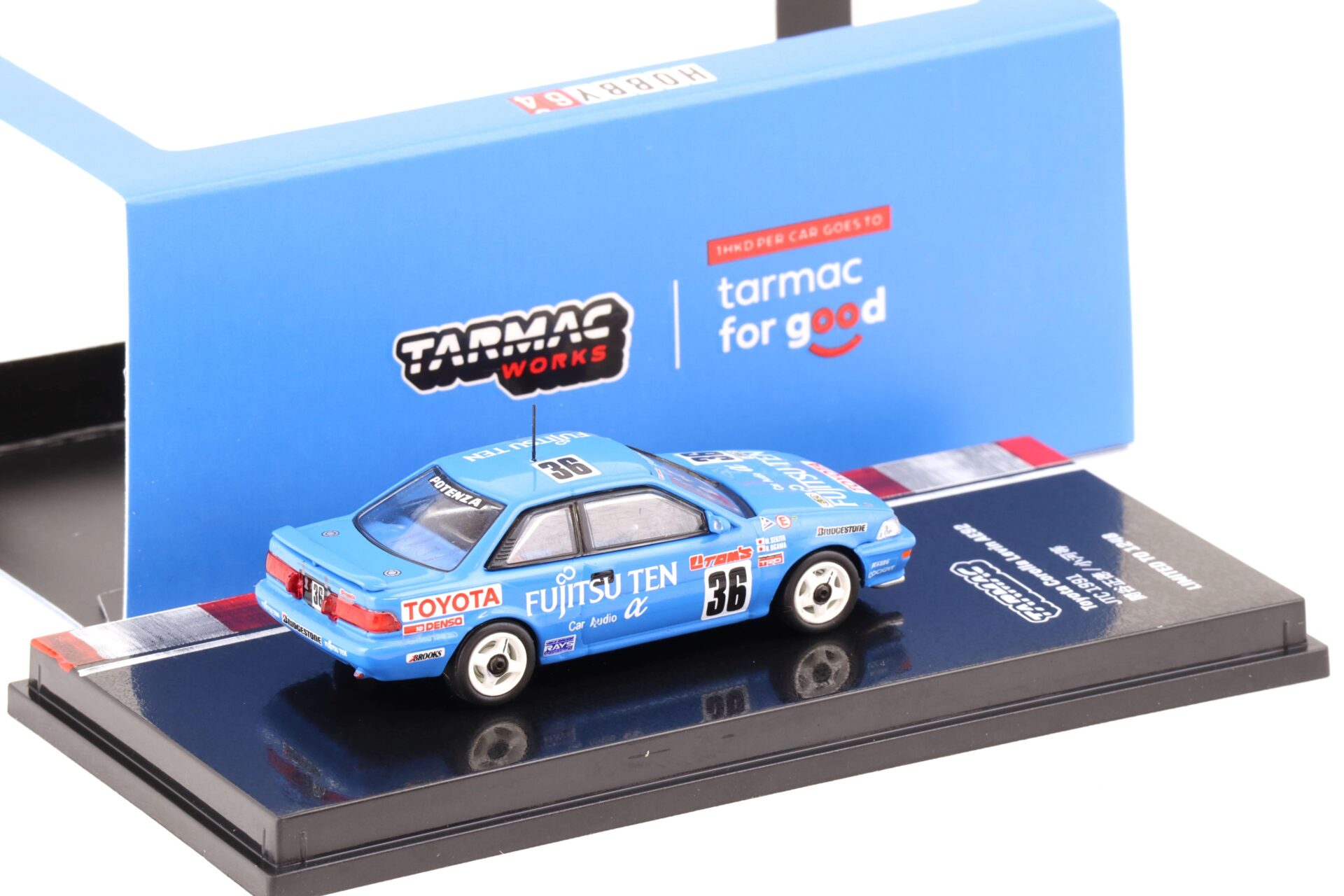 1:64 Tarmac Works Toyota Corolla Levin AE92 #36 JTC 1991 blue
