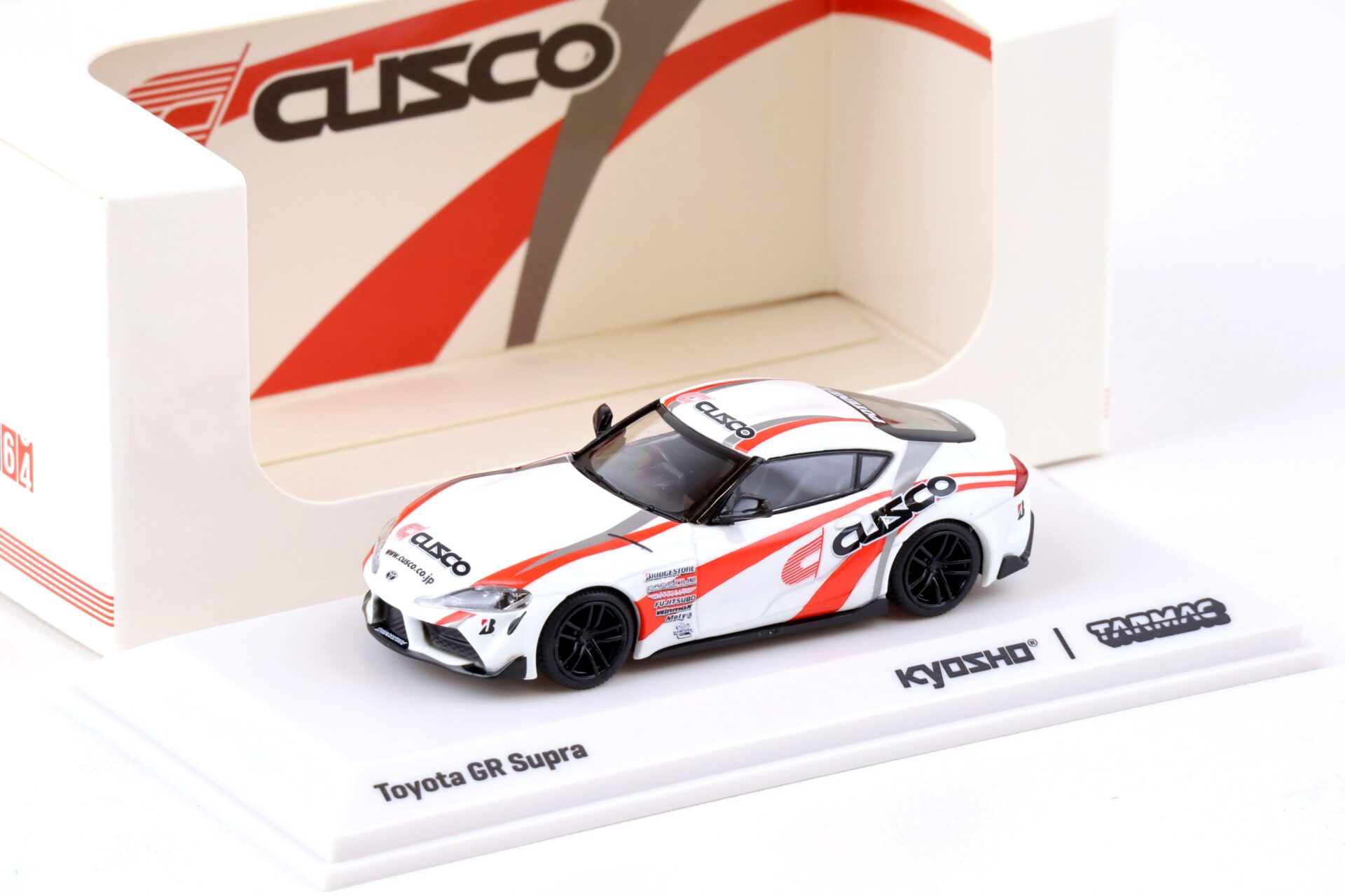 1:64 Tarmac Works x Kyosho Toyota GR Supra Cusco white / red