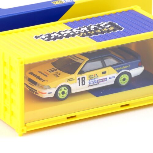 1:64 Tarmac Works Toyota Corolla Levin AE92 JTC 1993 #18 yellow / blue