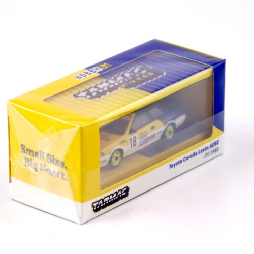1:64 Tarmac Works Toyota Corolla Levin AE92 JTC 1993 #18 yellow / blue