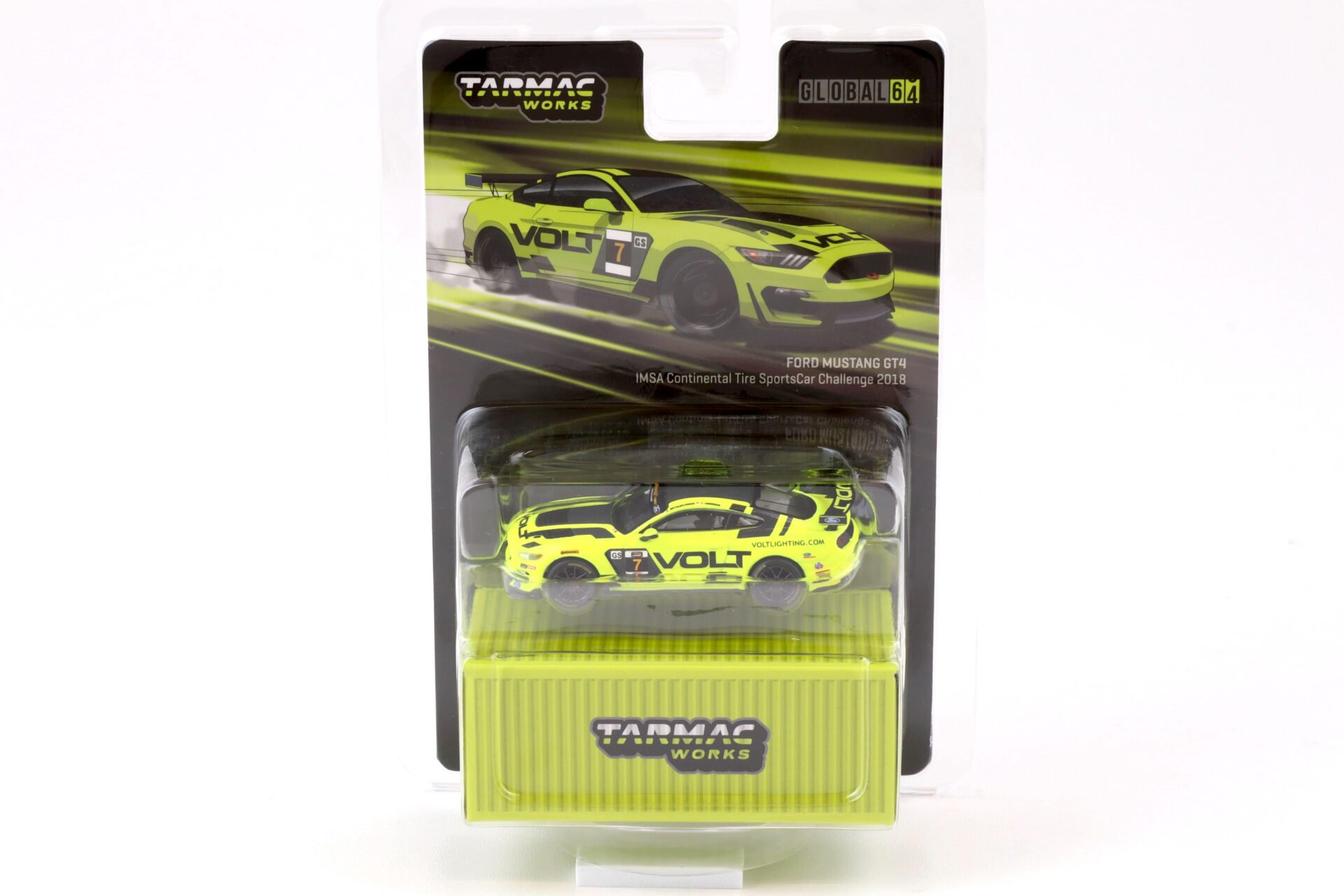 1:64 Tarmac Works Ford Mustang GT4 IMSA Continental Tire SportsCar Challenge 2018 yellow / black