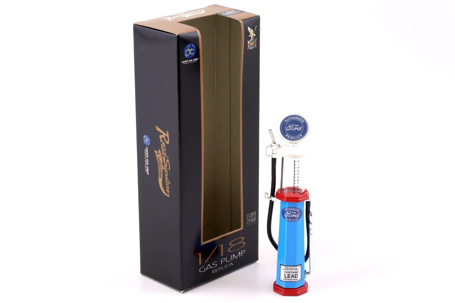 1:18 Road Signature Gas Pump Zapfsäule Ford Service blue / white / red