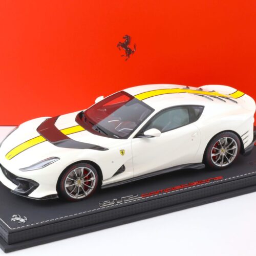 1:18 BBR Ferrari 812 Competizione 2021 Gloss Italian white/ yellow stripe - Limited 48 pcs.