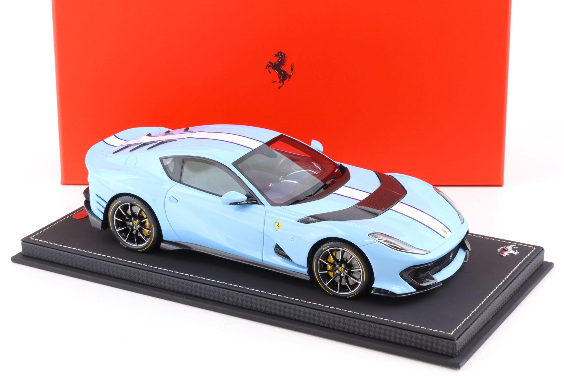 1:18 BBR Ferrari 812 Competizione 2021 Azure La Plata blue/ white stripe with Showcase