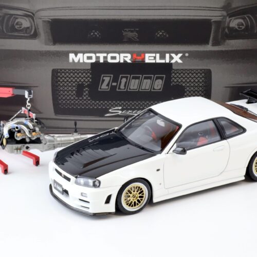 1:18 Motorhelix Nissan Skyline GT-R (R34) Z-Tune Nismo white + engine M83407