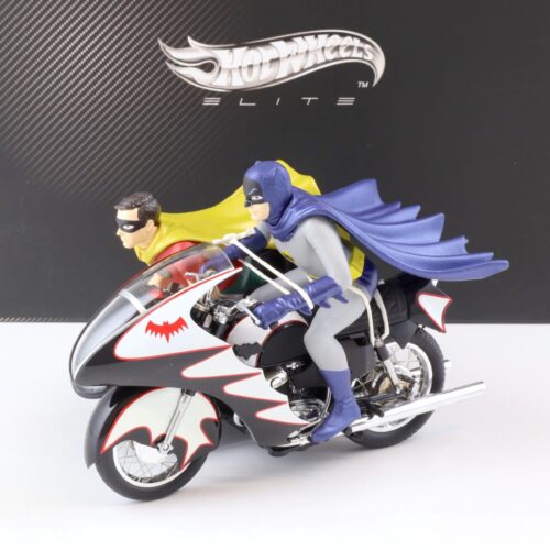 1:12 Hot Wheels Elite BATMAN Classic TV Series Batcycle with Batman and Robin