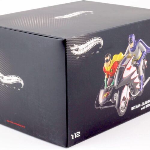 1:12 Hot Wheels Elite BATMAN Classic TV Series Batcycle with Batman and Robin