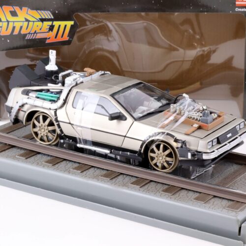 1:18 Sun Star 1987 Delorean DMC-12 Time Machine Back to the Future 3 Rail Road Version