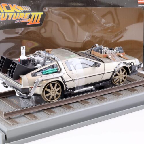 1:18 Sun Star 1987 Delorean DMC-12 Time Machine Back to the Future 3 Rail Road Version