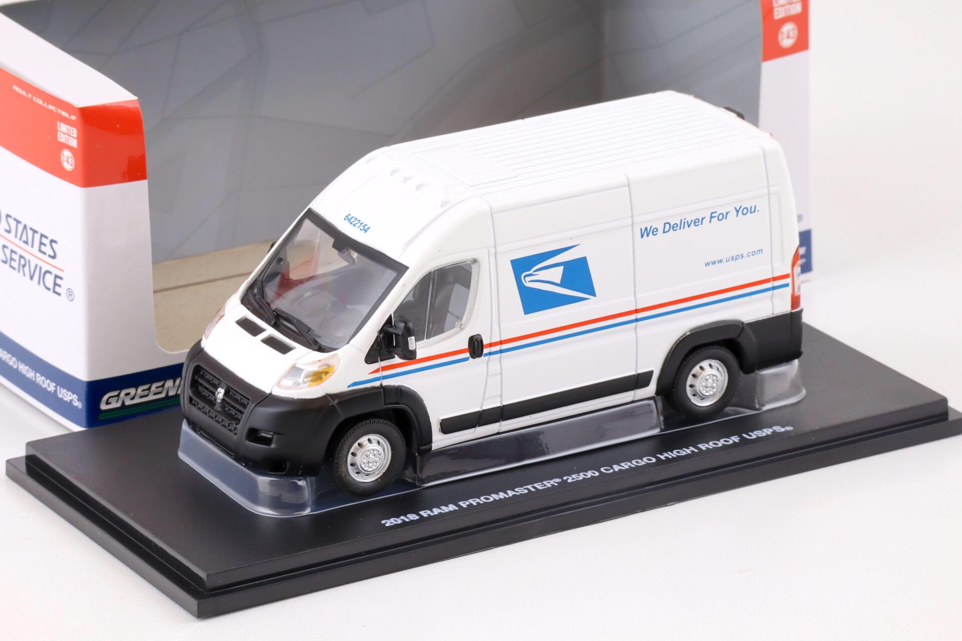 1:43 Greenlight 2018 RAM Promaster 2500 Cargo High Roof USPS white