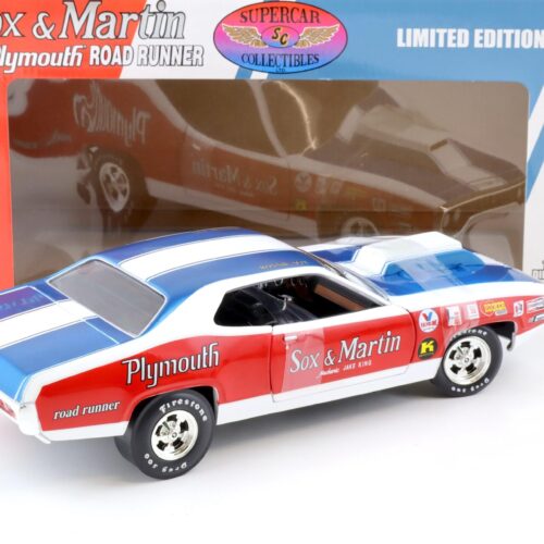 1:18 ERTL 1971 Plymouth Road Runner Sox & Martin white/ blue/ red - Image 3