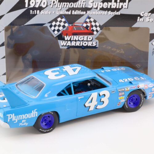1:18 ERTL 1970 Plymouth Superbird #43 Winged Warriors Richard Petty blue