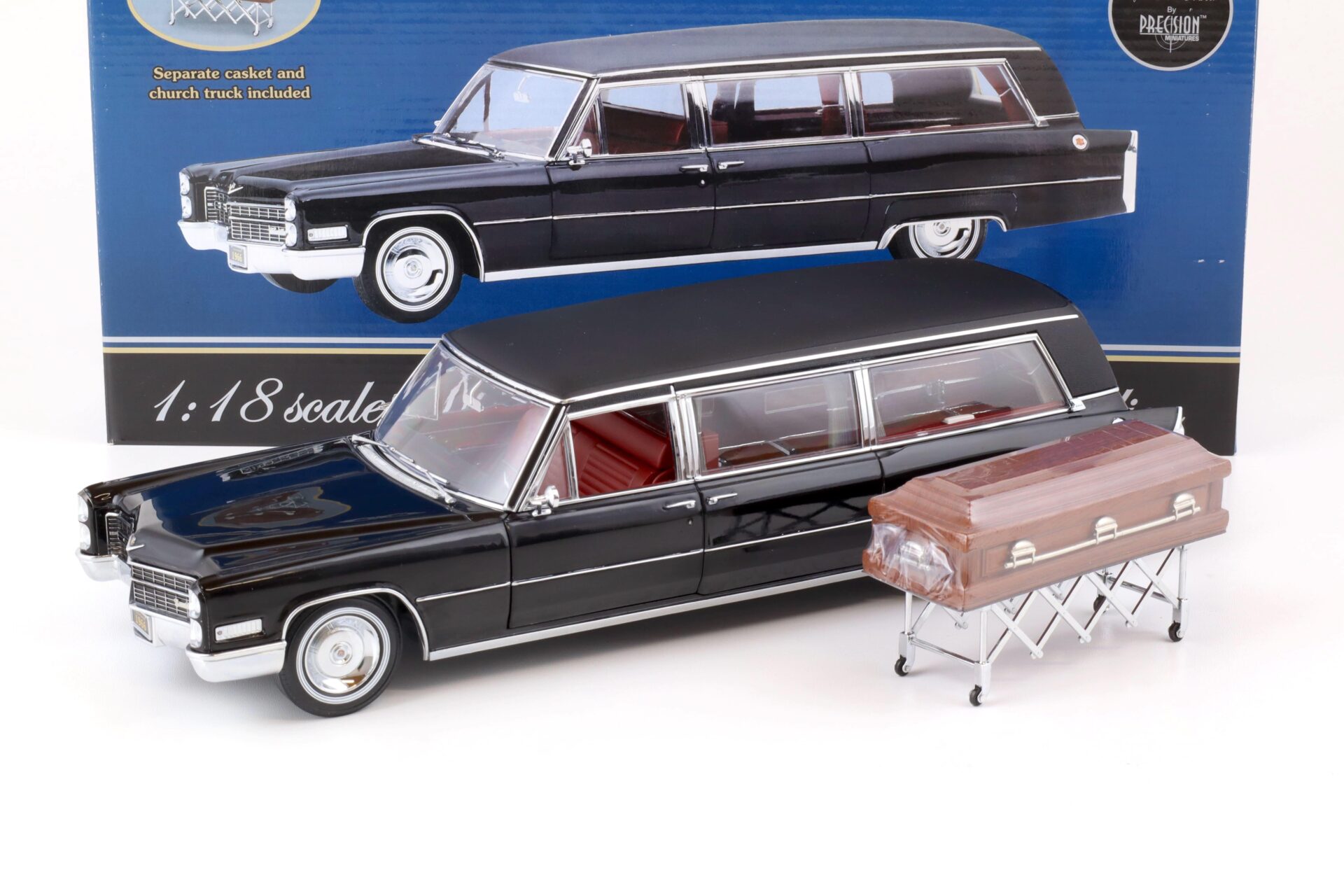 1:18 Precision Miniatures Sunset Coach 1966 Cadillac S&S Limousine HEARSE black