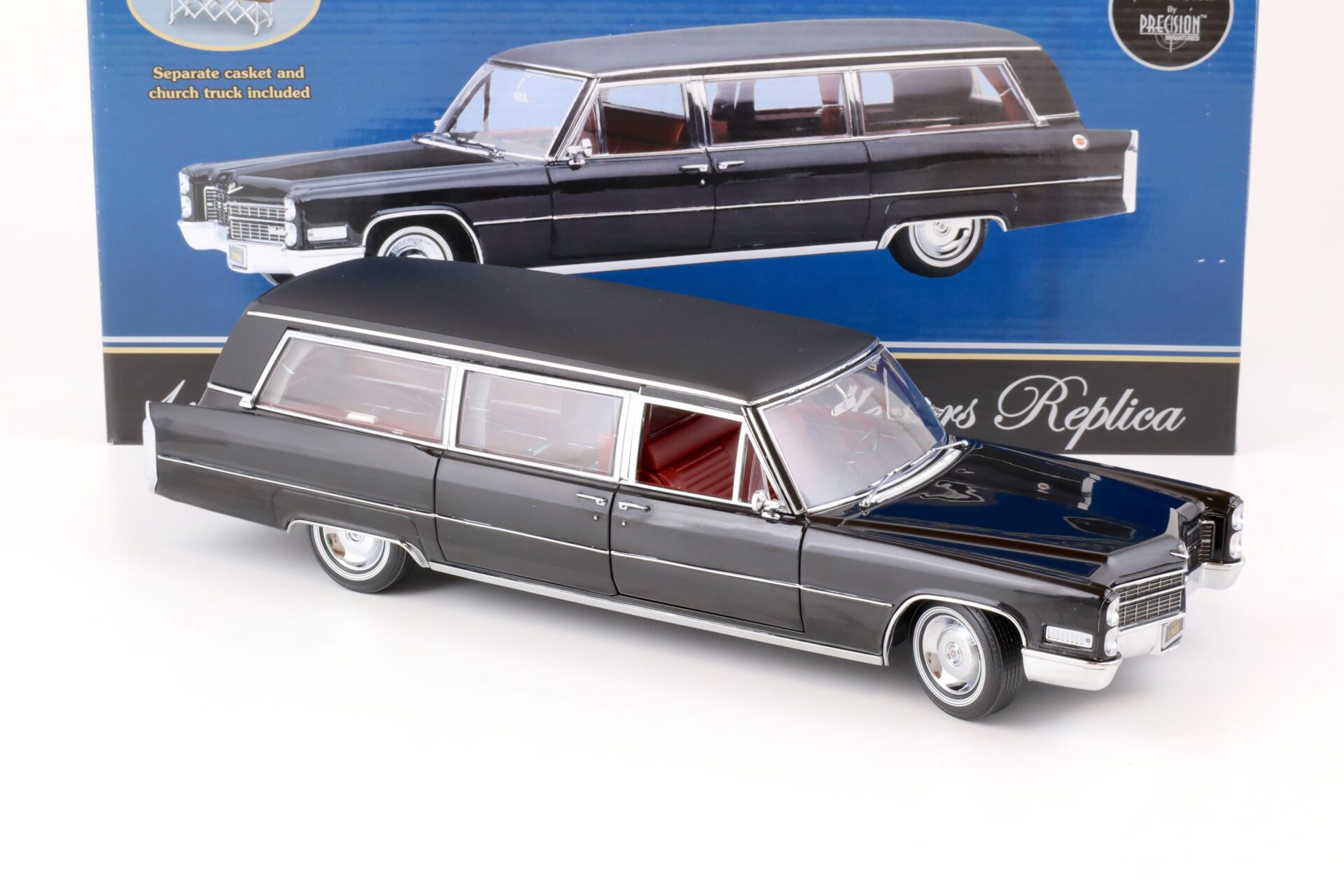 1:18 Precision Miniatures Sunset Coach 1966 Cadillac S&S Limousine HEARSE black