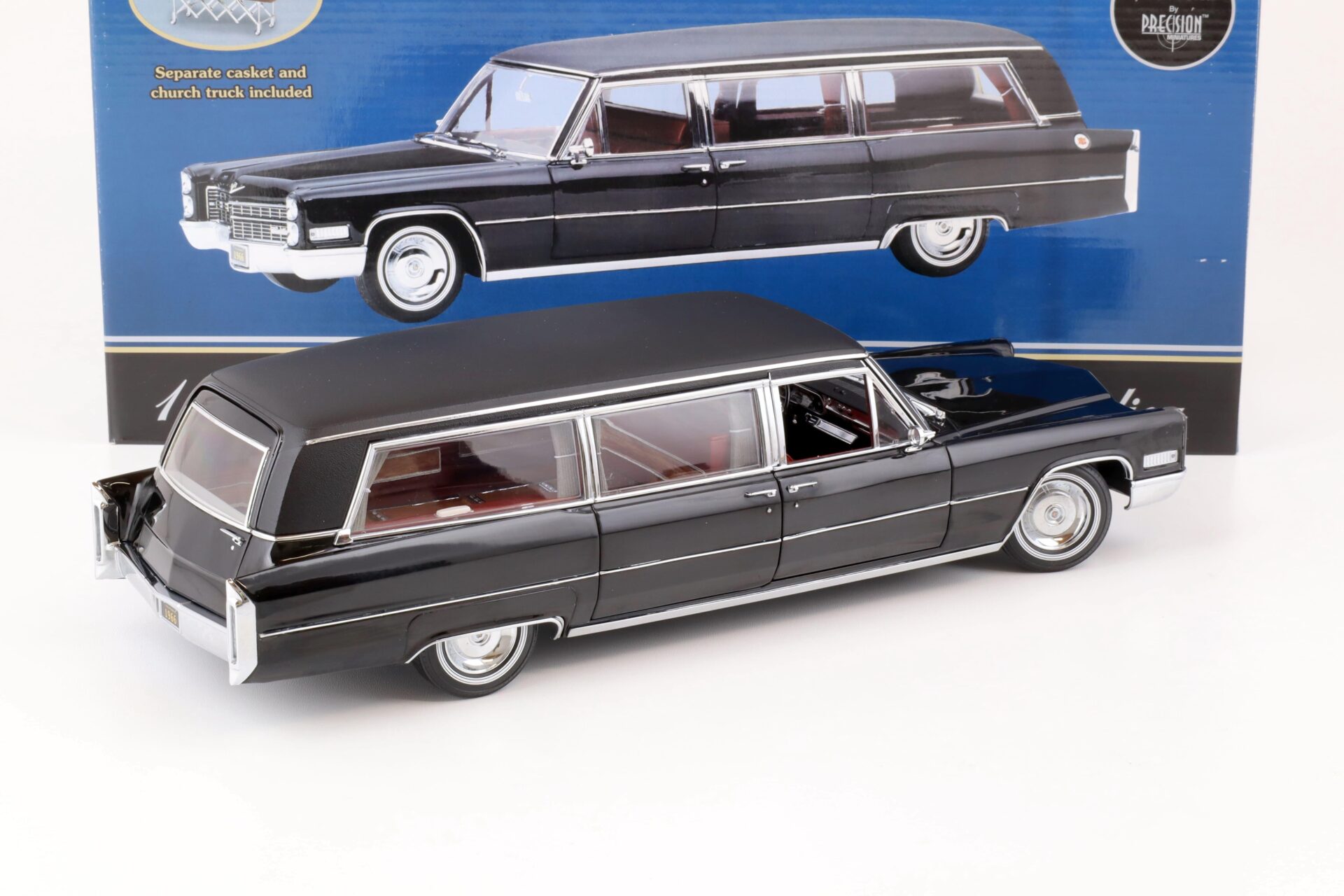 1:18 Precision Miniatures Sunset Coach 1966 Cadillac S&S Limousine HEARSE black