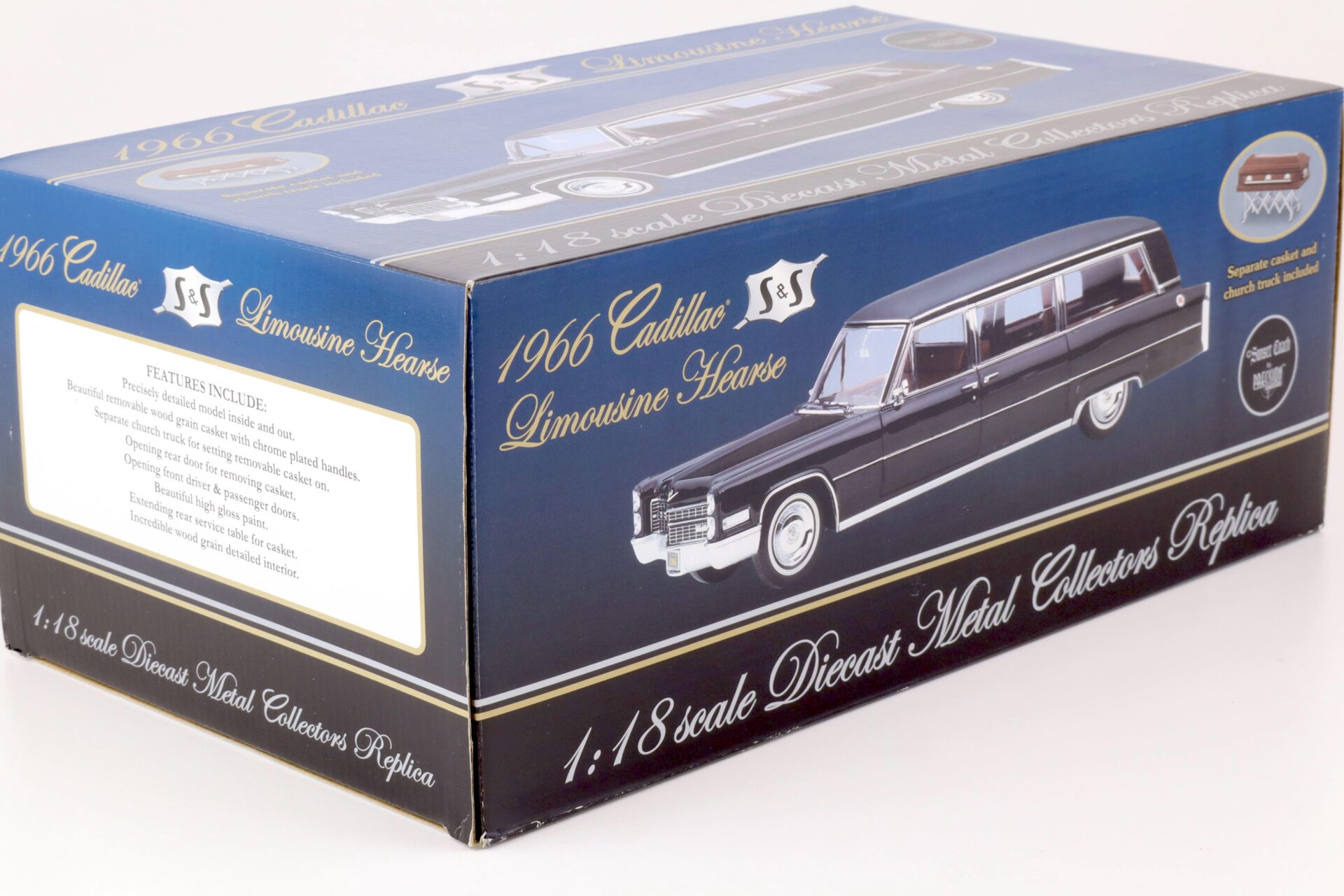 1:18 Precision Miniatures Sunset Coach 1966 Cadillac S&S Limousine HEARSE black